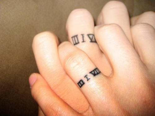 Roman Rings Tattoo On Fingers