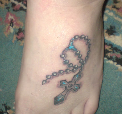 Rosary Tattoo On Foot