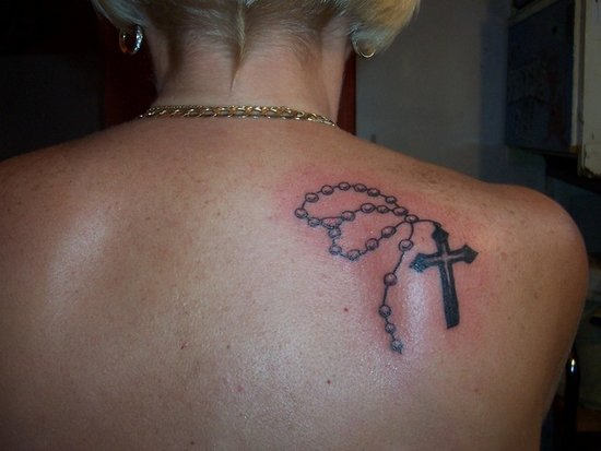 Adorable Rosary Tattoo On Back