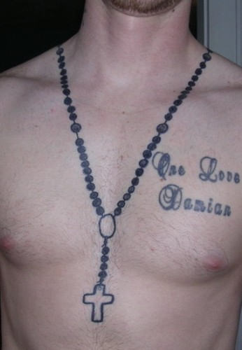 Black Beads Rosary Tattoo