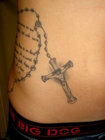 Rosary Views Tattoo On Waist