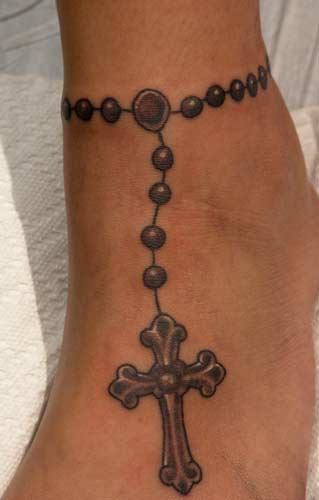Beads Rosary Tattoo On Foot
