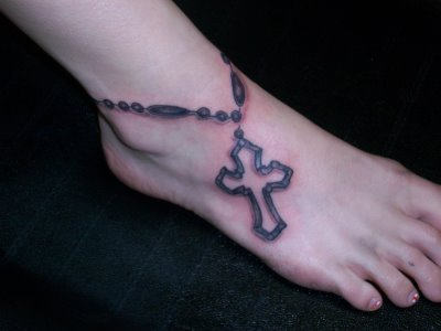 Rosary Tattoo On Foot