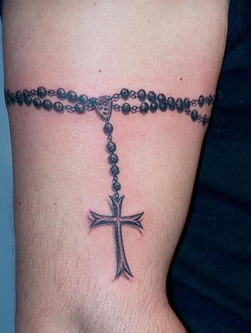 Rosary Band Tattoo On Shoulder
