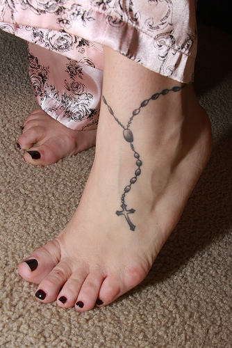 Rosary Tattoo On Foot