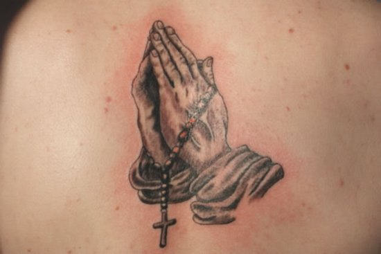 Rosary On Hands Tattoo