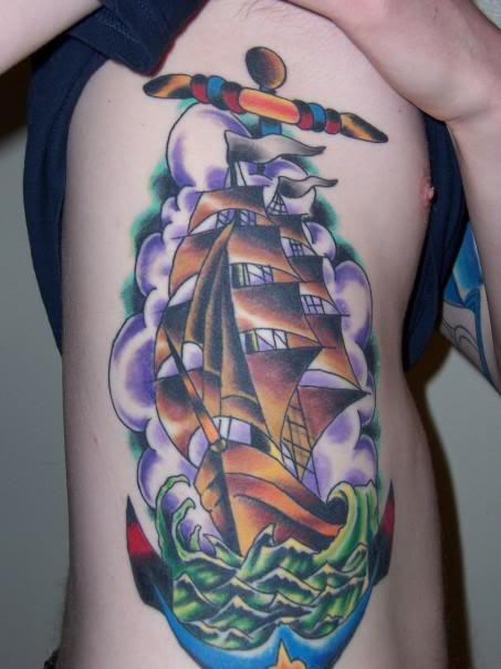 Beautiful Ship Tattoo Design