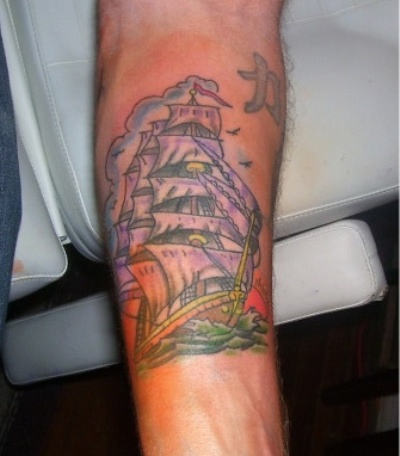 Ship Tattoo on Arm