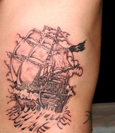 Beautiful Ship Tattoo Design