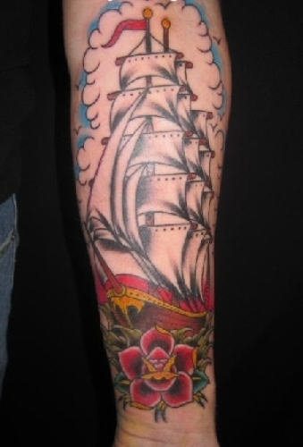 Ship Tattoo On Arm