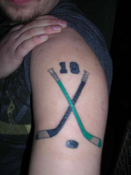 Hockey Tattoo On Shoulder