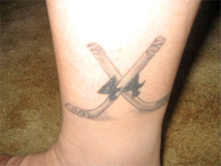 Hockey Tattoo On Leg