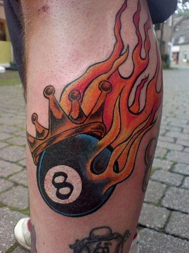 Sports Flames Tattoo On Leg