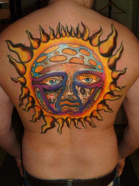 Creative Sun Tattoo on Back