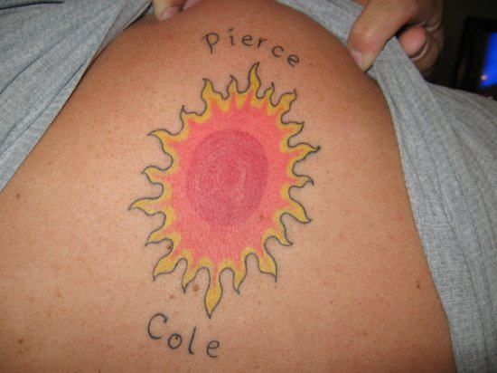 Pierce Cole Sun Tattoo On Back