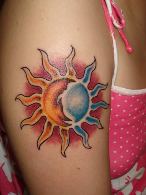 Stylish Sun Tattoo on Arm