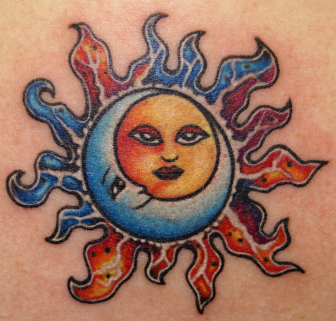 Beautiful Sun and Moon Tattoo