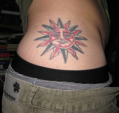 Sun Tattoo On Waist