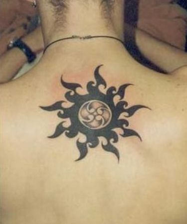 Tempting Sun Tattoo On Back