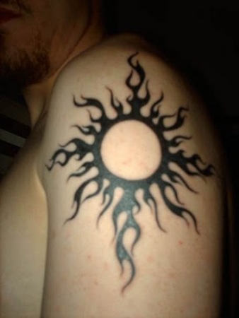 Magnificent Sun Tattoo On Shoulder