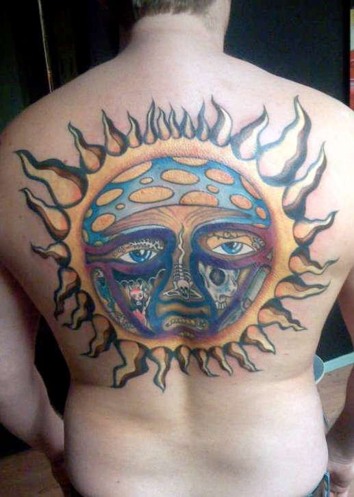 Grand Sun Tattoo On Back