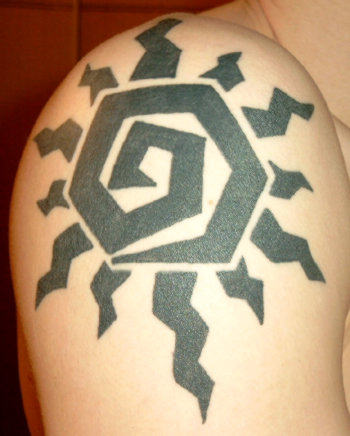 Black Sun Tattoo On Shoulder