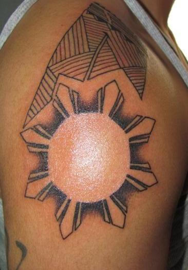 Fabulous Sun Tattoo On Shoulder