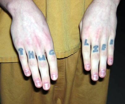 Thug Life Tattoo Design on Fingers