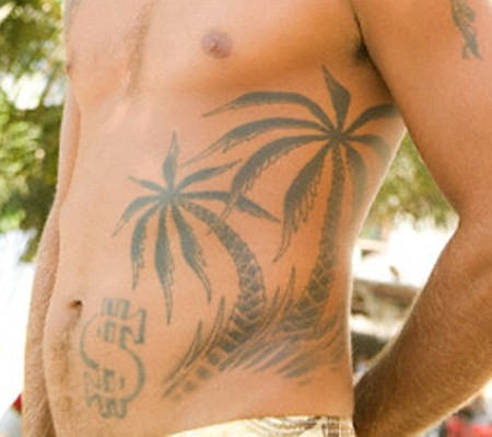 Palm Trees Tattoo On Rib