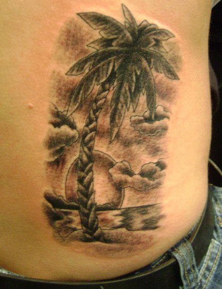 Palm Tree Tattoo On Waist