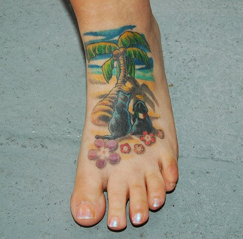 Palm Tree Tattoo On Foot