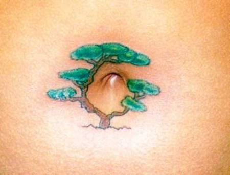 Tree Tattoo on Belly Button