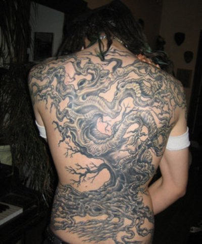 Bulky Tree Tattoo On Back