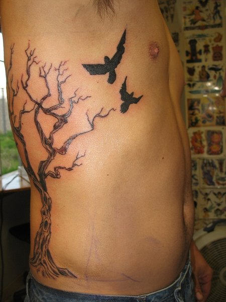 Nice Tree Tattoo On Rib