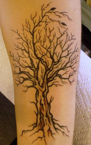 Tree With Two Leaves Tattoo