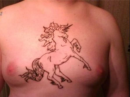 Unicorn Tattoo On Chest
