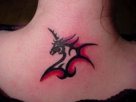 Unicorn Tattoo On Neck