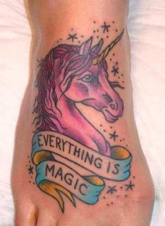 Unicorn Tattoo On Foot