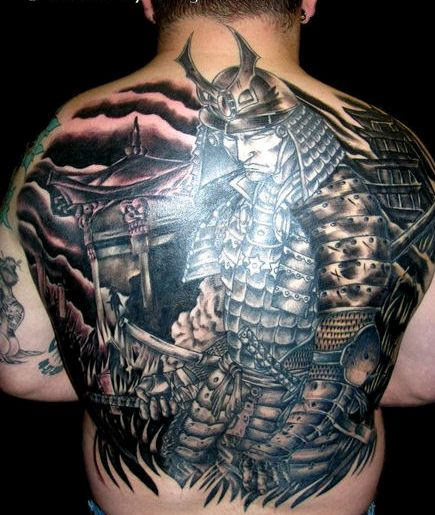 Huge Warrior Tattoo On Back