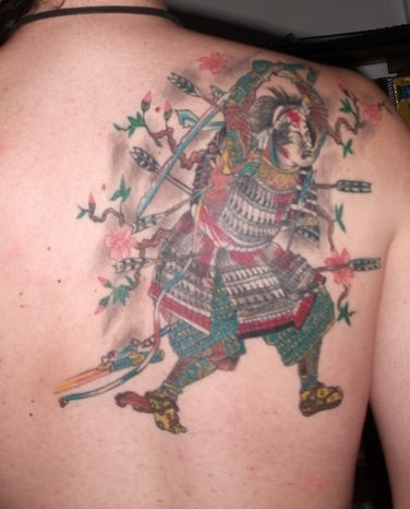 Pleasant Samurai Tattoo On Back