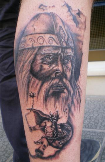 Viking Tattoo On Leg