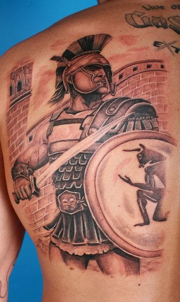 Brave Warrior Tattoo On Back