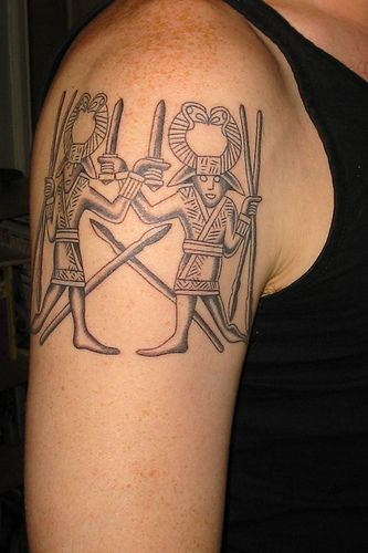 Egyptian Viking Tattoo On Shoulder