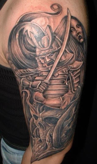 Angry Warrior Tattoo On Arm