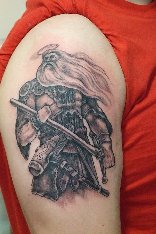 Old Warrior Tattoo On Arm