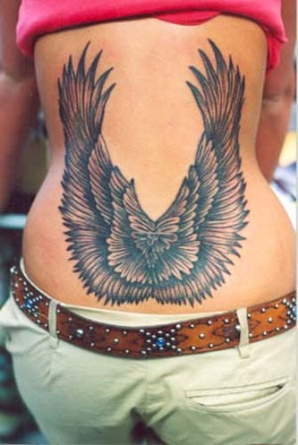 Beautiful Wing Tattoo Design on Back