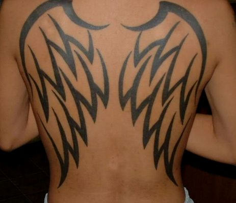 Tribal Style Wings Tattoo