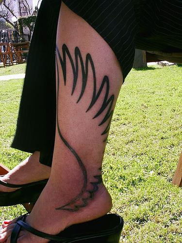 Wing Tattoo on Leg