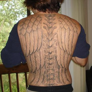 Wings Tattoo Design Covering Complete Back