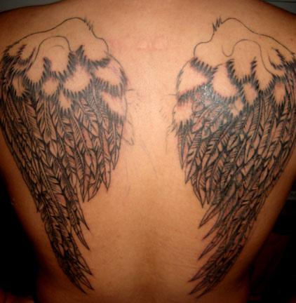 Wings on Back Tattoo Design